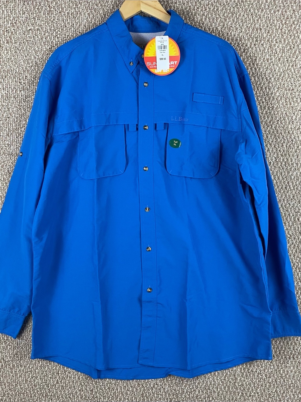 LL Bean Tropicwear Shirt Men’s XLT Vented Long Sleeve Roll Tab Hiking NWT T596